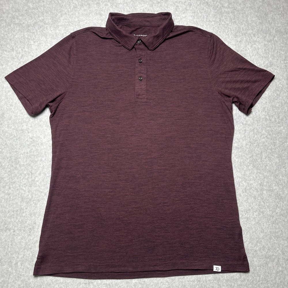 7 Diamonds Core Performance Stretch Maroon Striped Polo Size Men's Medium